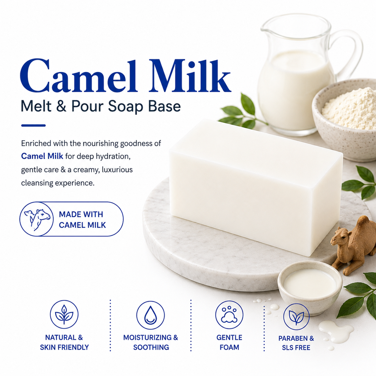 MELT & POUR SOAP BASE  - CAMEL'S MILK