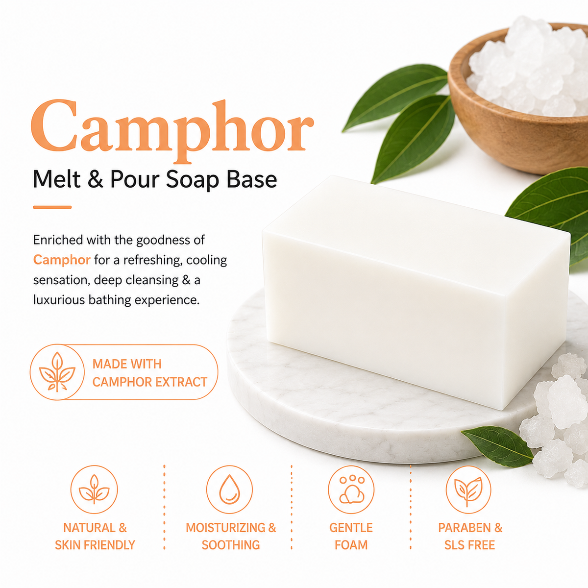 MELT & POUR SOAP BASE  - CAMPHOR (BHIMSENI)
