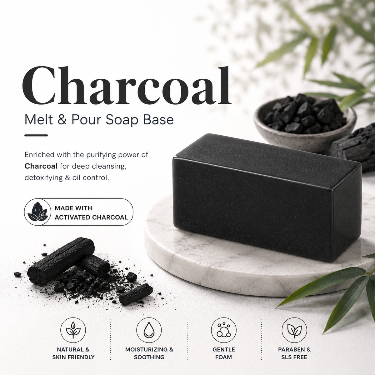 MELT & POUR SOAP BASE  - CHARCOAL