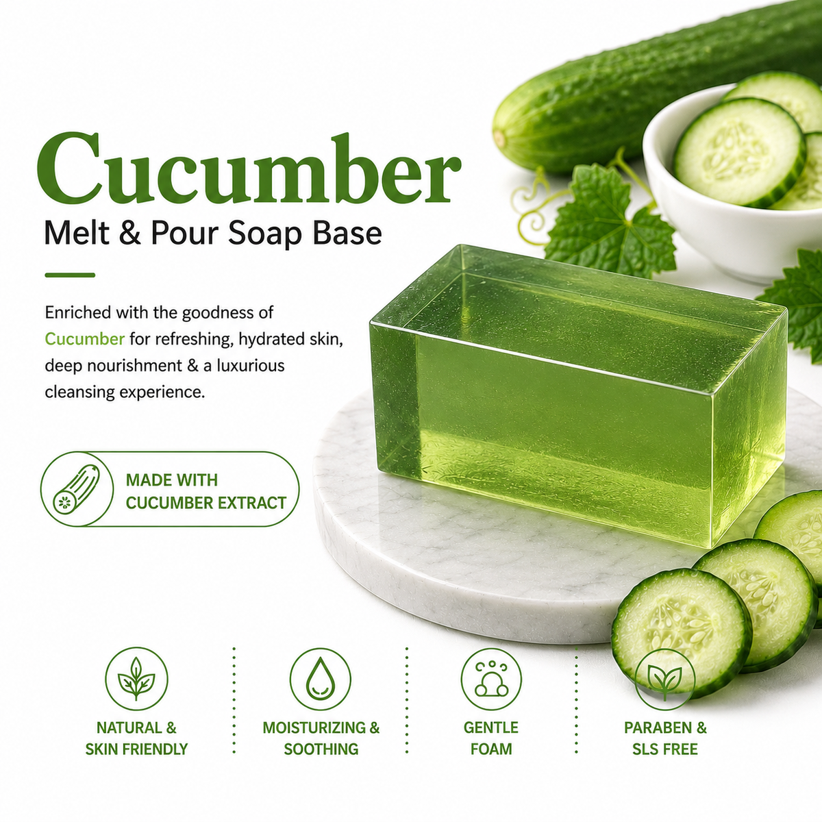MELT & POUR SOAP BASE  - CUCUMBER