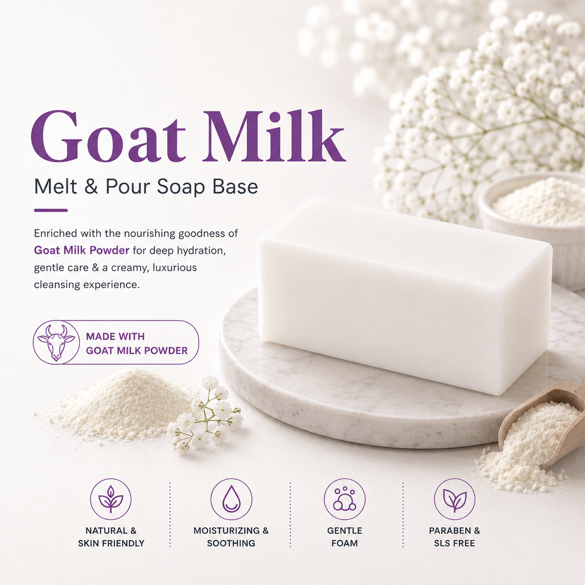 MELT & POUR SOAP BASE  - GOAT'S MILK