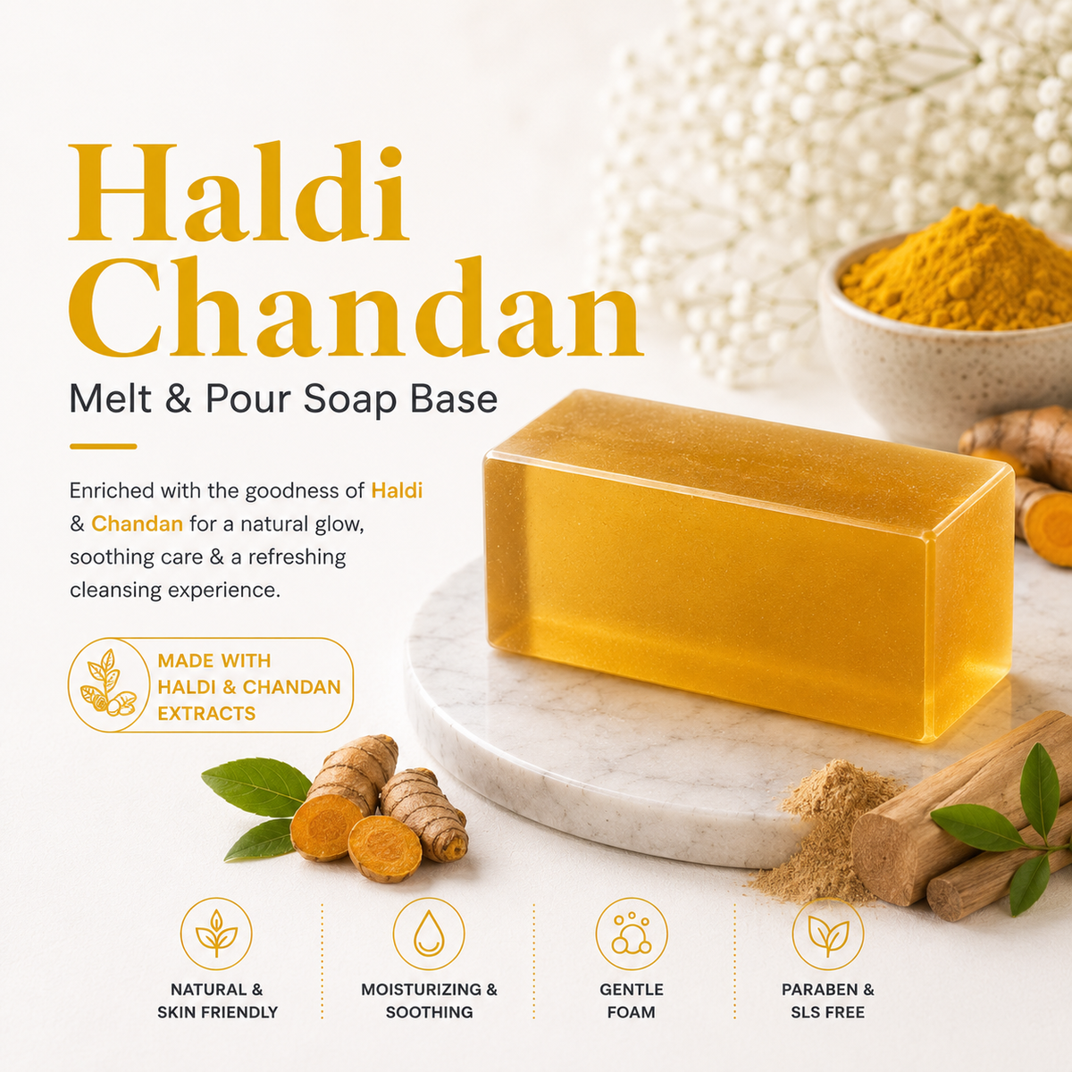 MELT & POUR SOAP BASE  - HALDI CHANDAN