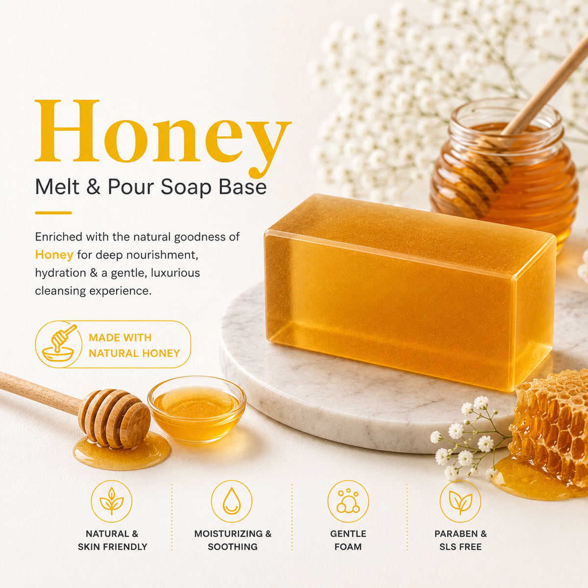 MELT & POUR SOAP BASE  - HONEY