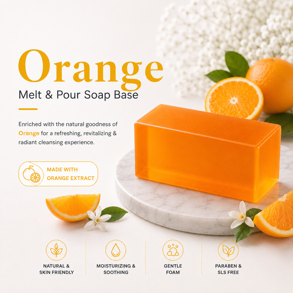 MELT & POUR SOAP BASE  - ORANGE