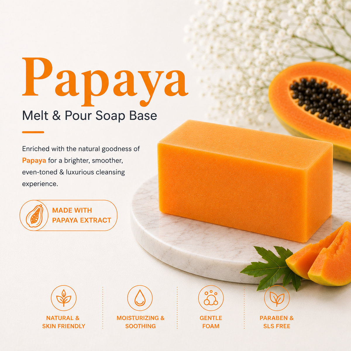 MELT & POUR SOAP BASE  - PAPAYA