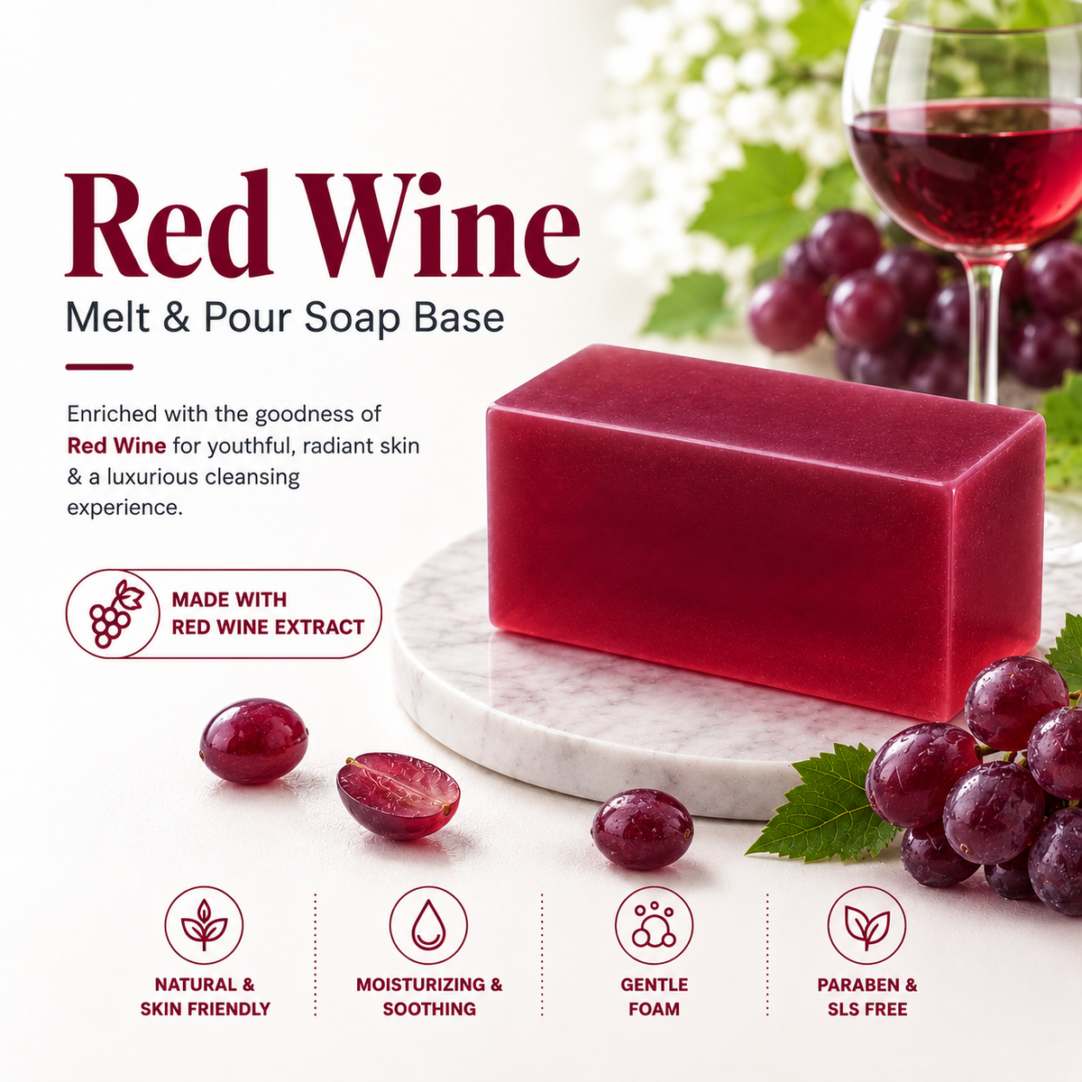 MELT & POUR SOAP BASE  - RED WINE