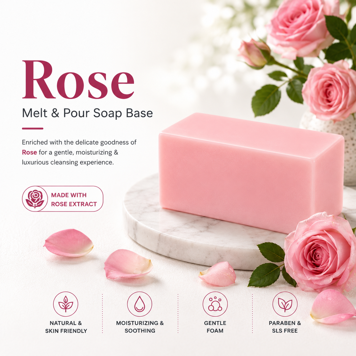 MELT & POUR SOAP BASE  - ROSE