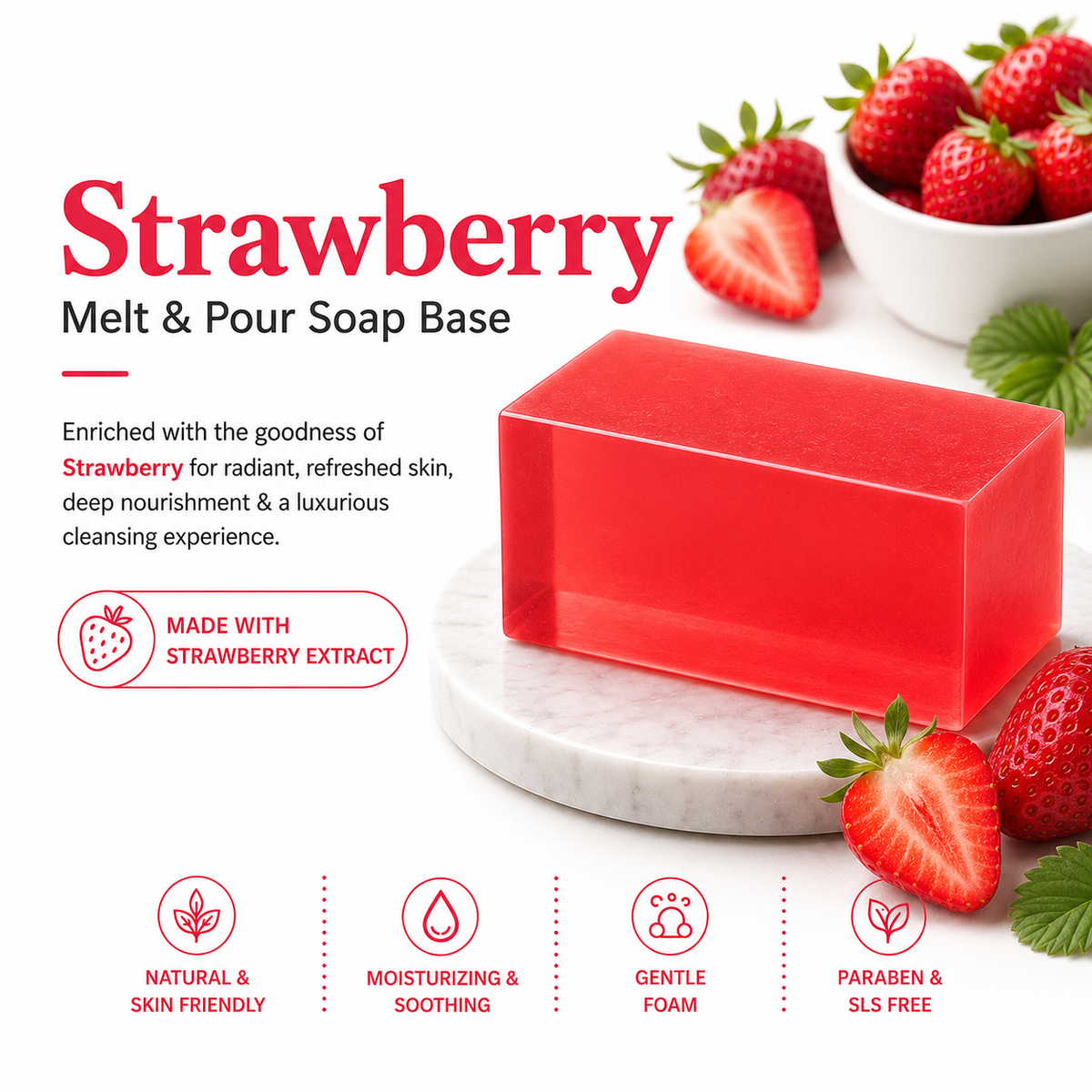 MELT & POUR SOAP BASE  - STRAWBERRY