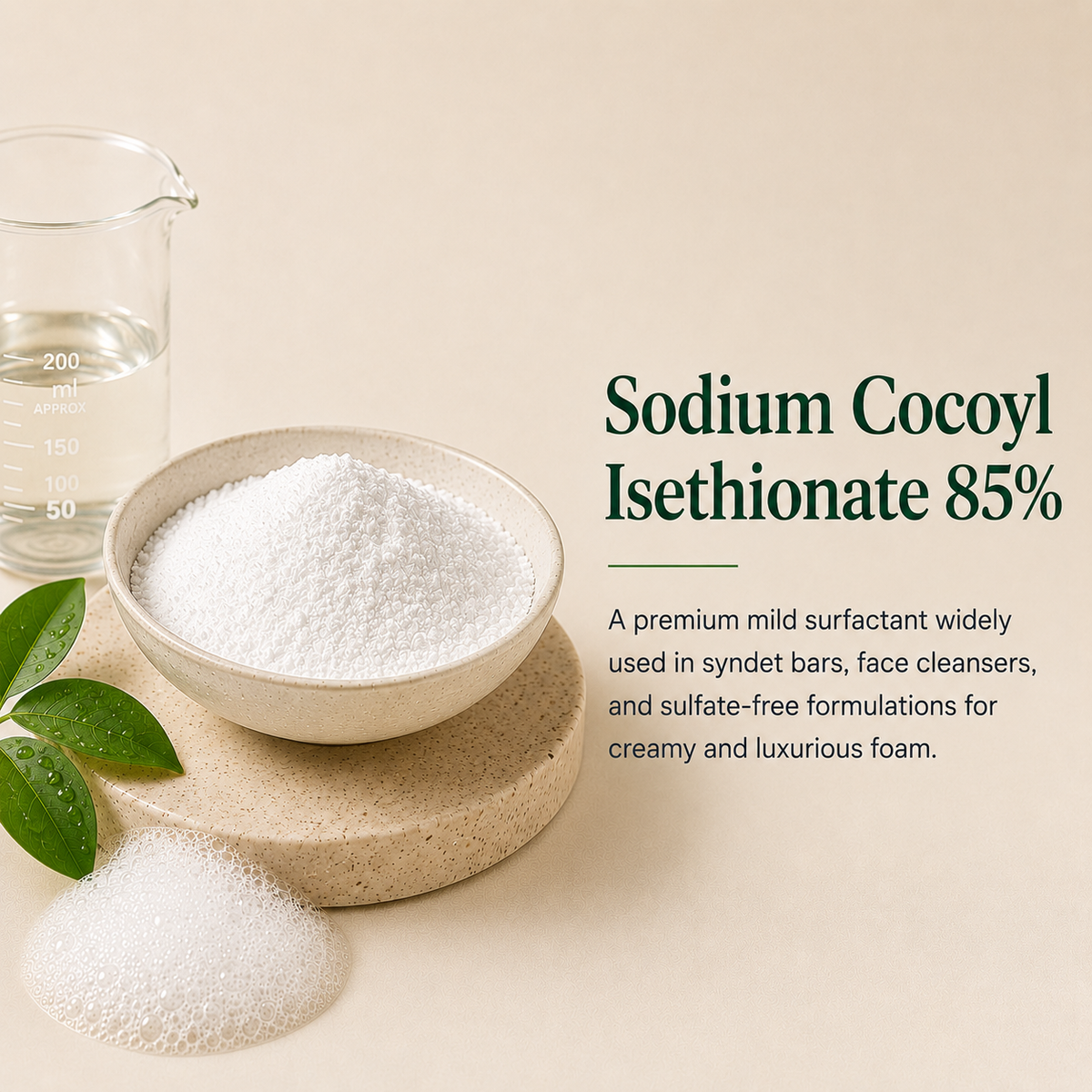 Sodium Cocoyl Isethionate SCI 85% - Cleanser & Surfactant