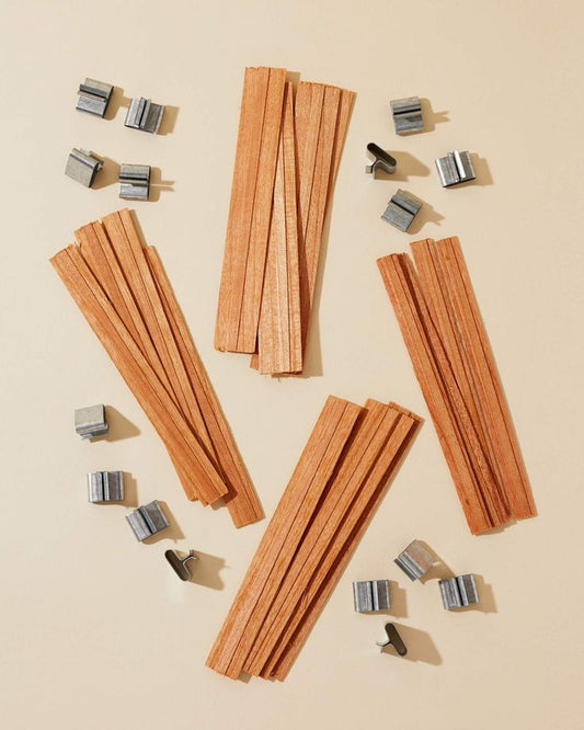 Wooden Candle Wicks with Metal Holders — reference image